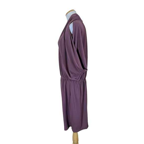 Talbots Size XLP Purple Stretchy Jersey Knit Dress Draped Sleeveless - Picture 5 of 8